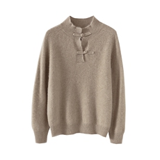 羊毛衫女式复古盘扣内搭毛衣中国风气质衫针织打底旗袍立领，女装羊毛衫，绒汀羊绒