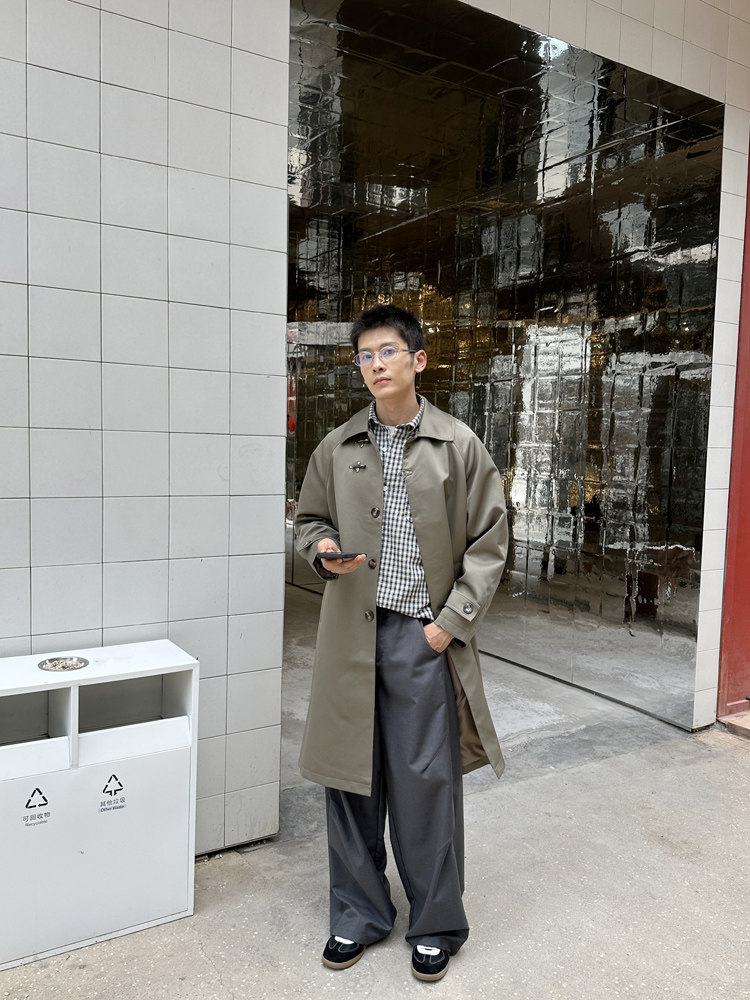 轻熟高端中长款宽松韩版大衣外套风衣男A236-FY5055-P100,男装风衣,电商A236