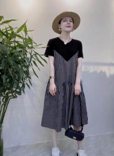现货，格子撞色连衣裙，女装连衣裙，瑟拉·女人缘