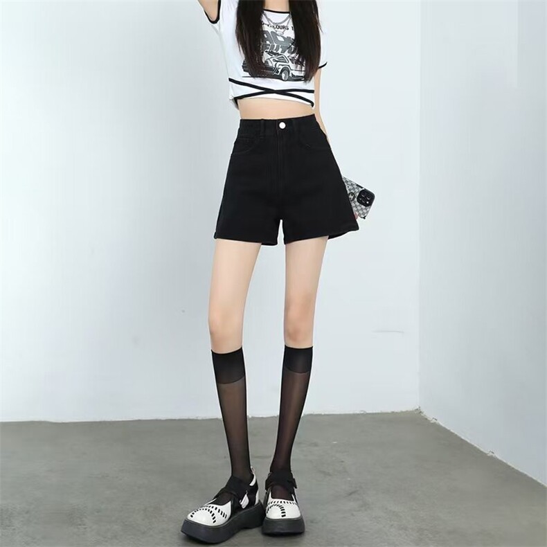 潮流通勤宽松牛仔短裤女春夏新款高腰a字显瘦设计感阔腿牛仔热裤,男装牛仔裤,星座1210-1