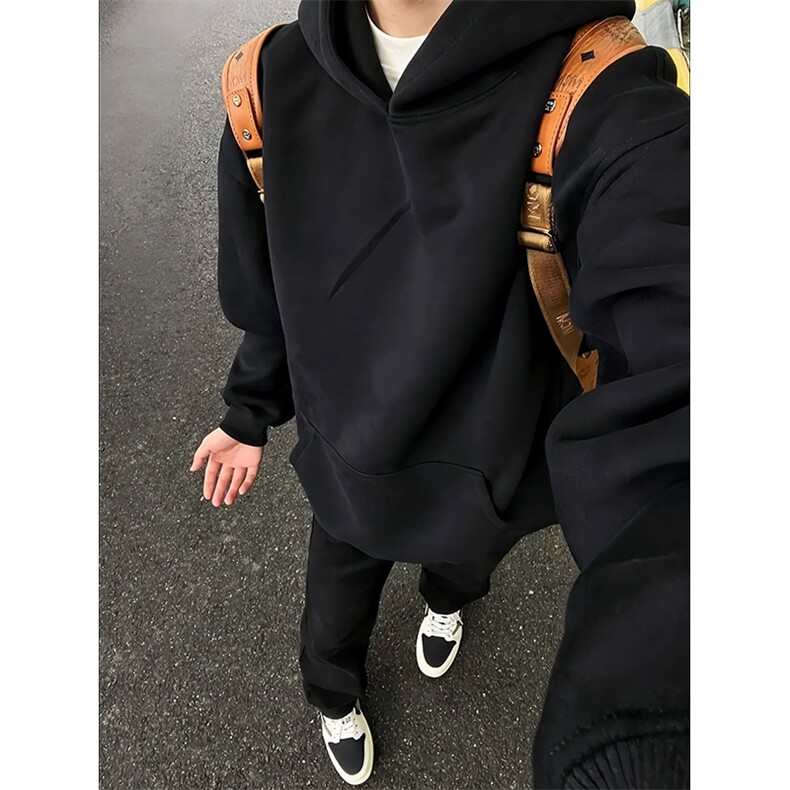 抖音得物高品质二开秋冬美式高街重磅结构辑明线连帽卫衣外套W75,男装卫衣,电商A486