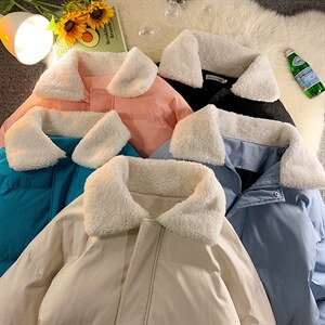 @地毯风冬季男士羊羔毛翻领棉衣纯色面包服棉服A071-Y277-P115,男装棉衣,电商A071