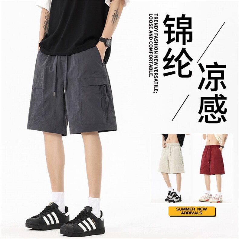 抖音品质夏季新款宽松直筒工装薄款五分裤A146-GY523特p30量大优,男装牛仔裤,HDA146