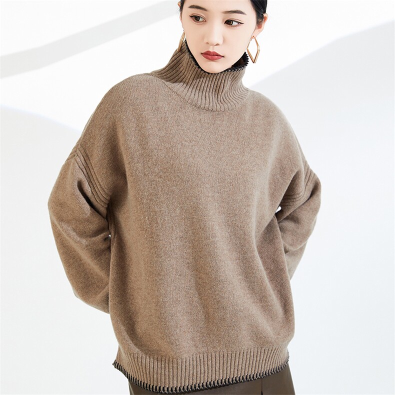 女士秋冬季新款极简风格半高领羊毛衫,女装羊毛衫,奢优羊绒