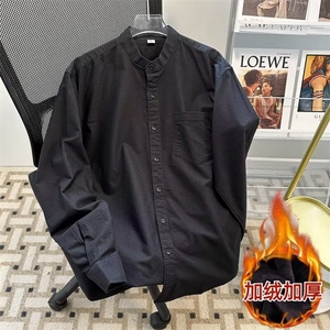 加绒加厚冬风男立领衬衫新中式唐装单排扣保暖衬衣CT118 P55图片