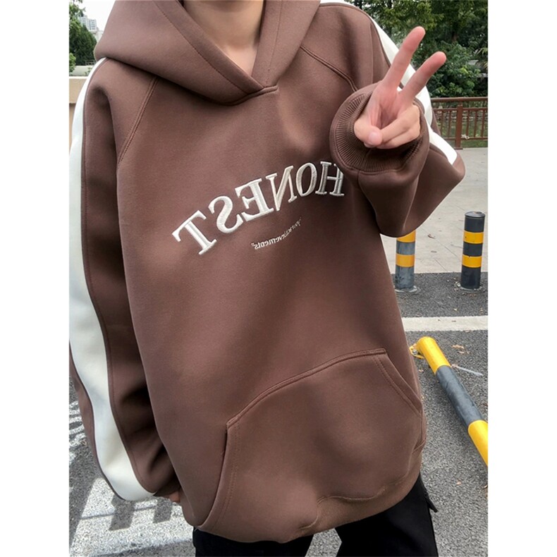 秋季新款连帽卫衣男宽松休闲拼色刺绣外套中性衣服W121-P65控98,女装短外套,星座209-2