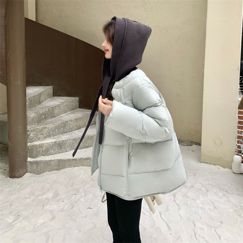 海盐蓝针织披肩短款羽绒服女2025冬季新款白鸭绒显瘦不臃肿外套,女装羽绒服,2C016