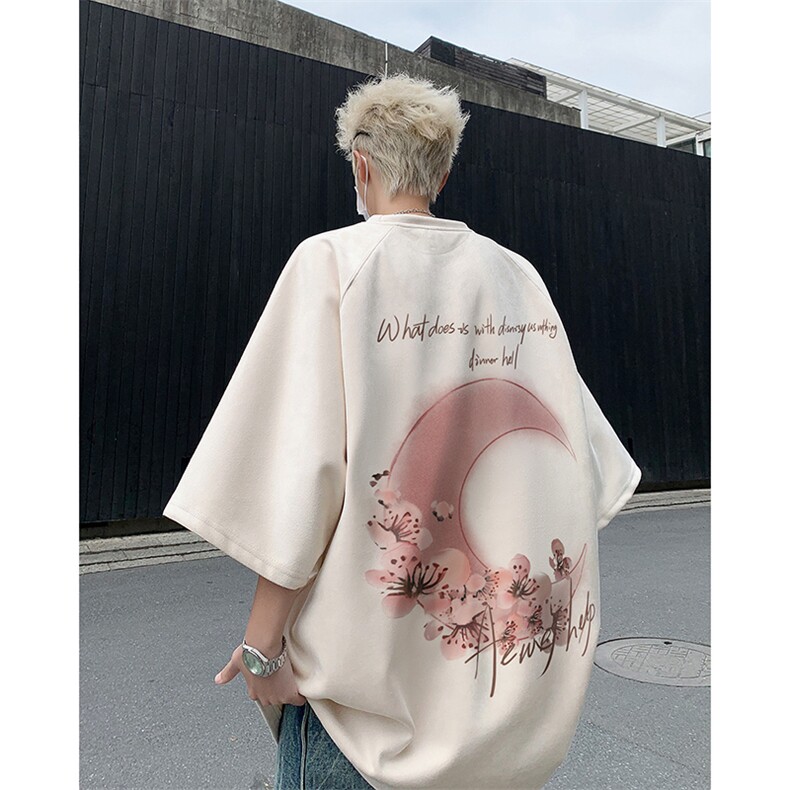 2025新款美式潮流麂皮绒短袖t恤大码宽松港风半袖上衣男H9904-P28图片