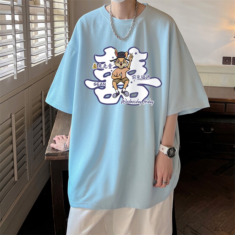 华夫格t恤男短袖男大码五分袖酒店风HT73306-P22,男装T恤,电商A040