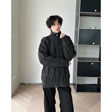 美式复古麻花开衫毛衣潮牌宽松休闲拉链慵懒风针织衫，男装针织衫/毛衣，星座410-7