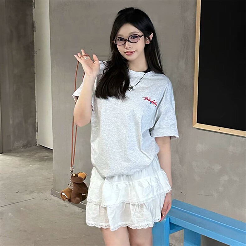 万针全刺绣工艺抖音得物高品质260克重磅纯棉双纱美式高街短袖T恤,男装T恤,电商A486-1