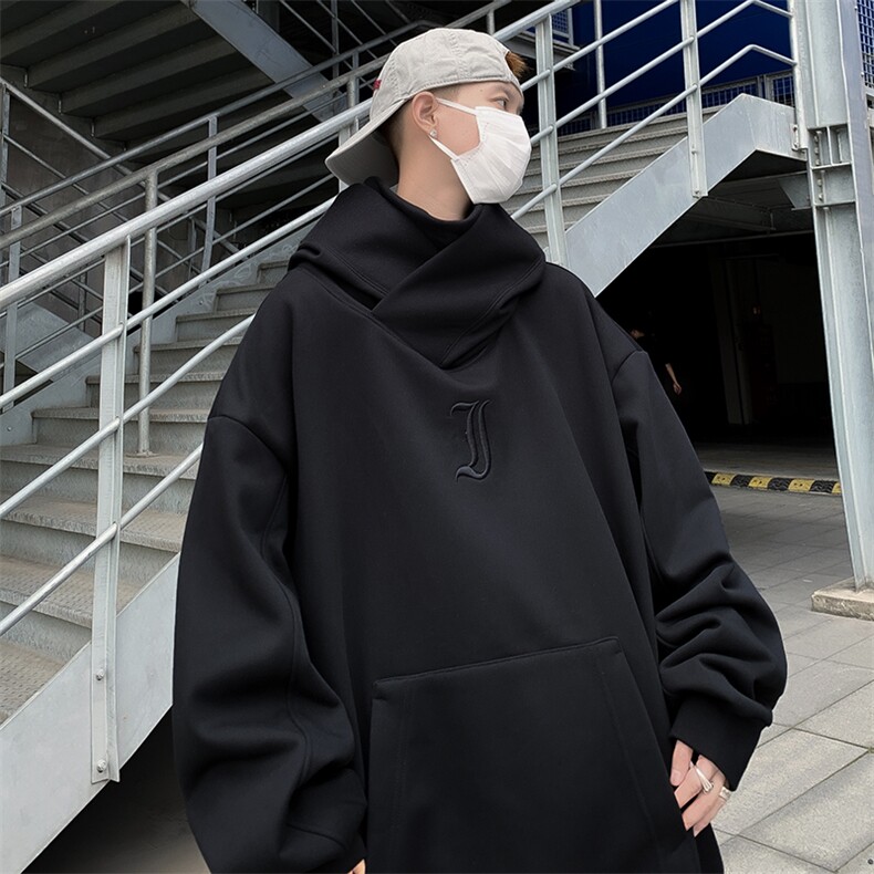 美式机能风外套高领连帽卫衣男女宽松情侣加绒外套WG108-P48绒55,男装卫衣,星座1008