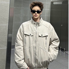小众痞夹克外套男女冬美式解构设计感保暖帆布工装棉服MF341-P138，男装棉衣，星座412-2