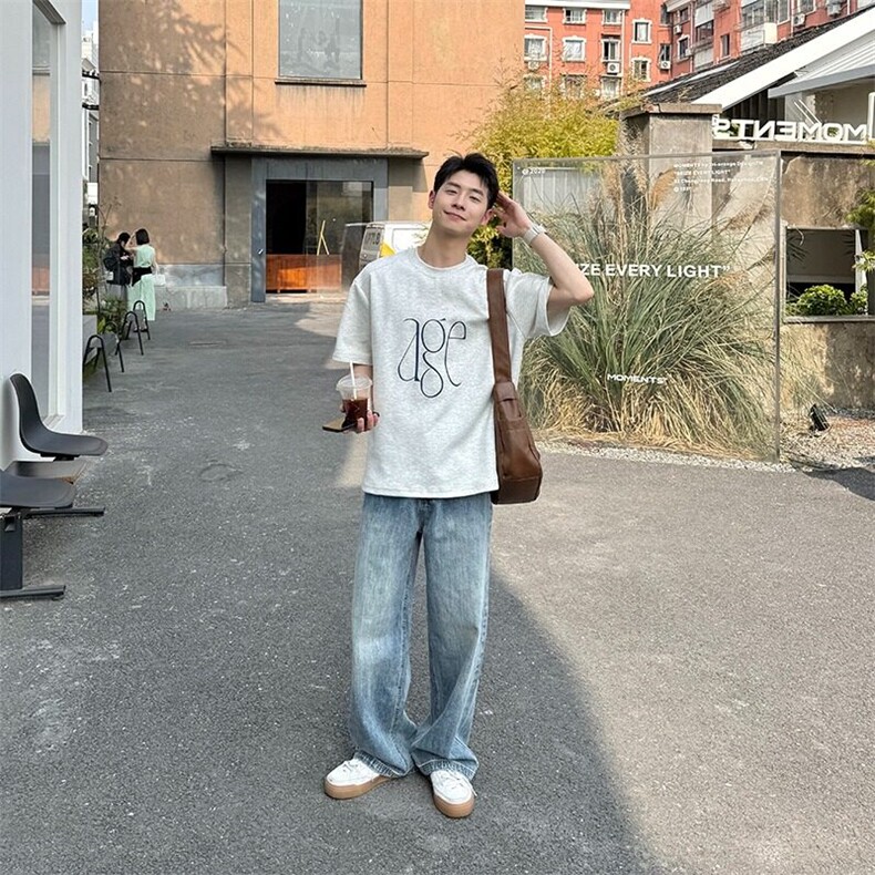 网图水洗蓝色直筒宽松牛仔裤夏季男长裤子休闲牛仔裤N111-P45,男装牛仔裤,星座1001-1