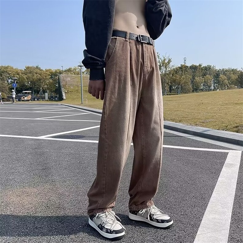 复古坠感牛仔裤男韩版秋冬宽松高街裤子潮牌ins港风长裤N2028-P40,男装牛仔裤,星座1008