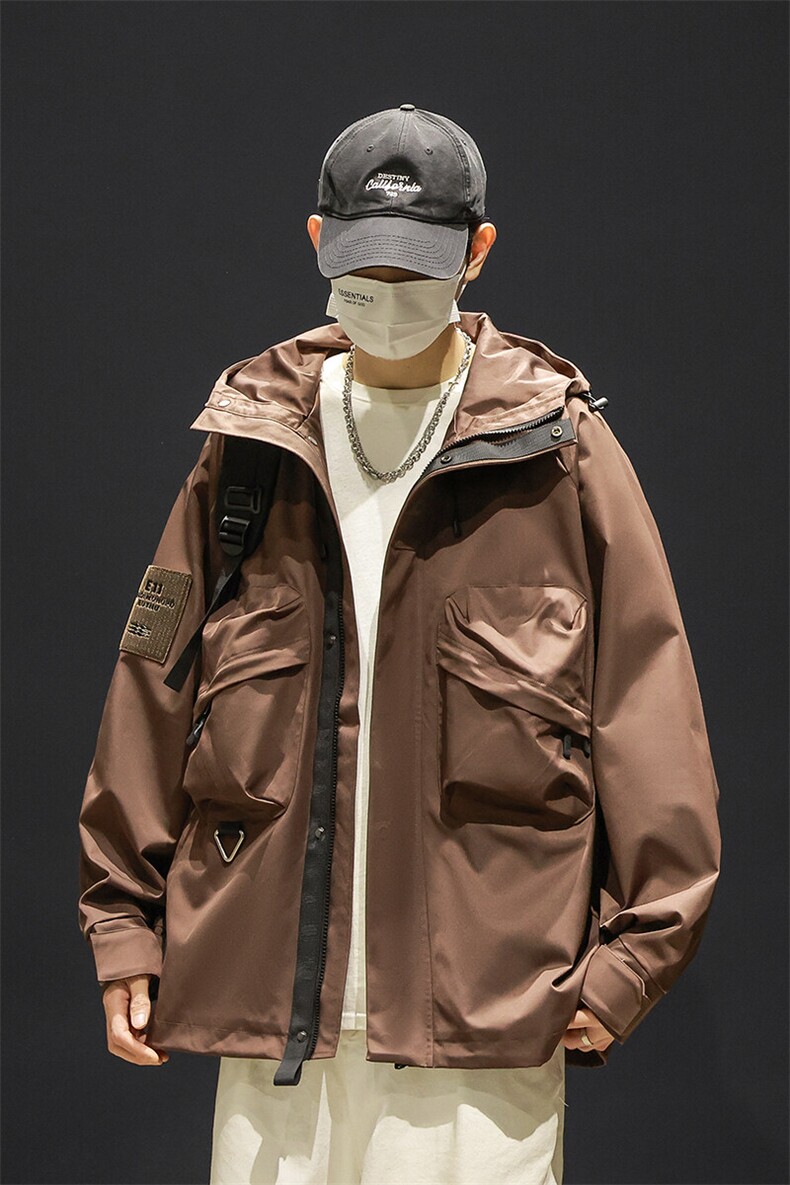 户外工装风口袋冲锋衣外套风衣男女连帽百搭休闲夹克2353-P70,男装夹克,星座1403A