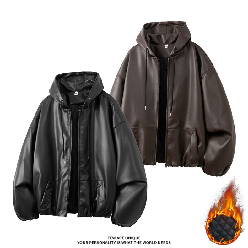 冬装保暖连帽防水加厚皮衣男宽松皮棉衣棉服男女同款 M8008-P105图片