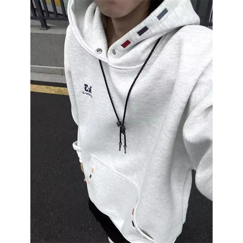 白花灰色重工刺绣卫衣男廓形连帽衫青岛即墨外套WJ07,女装短外套,星座1116A（原606A-3）