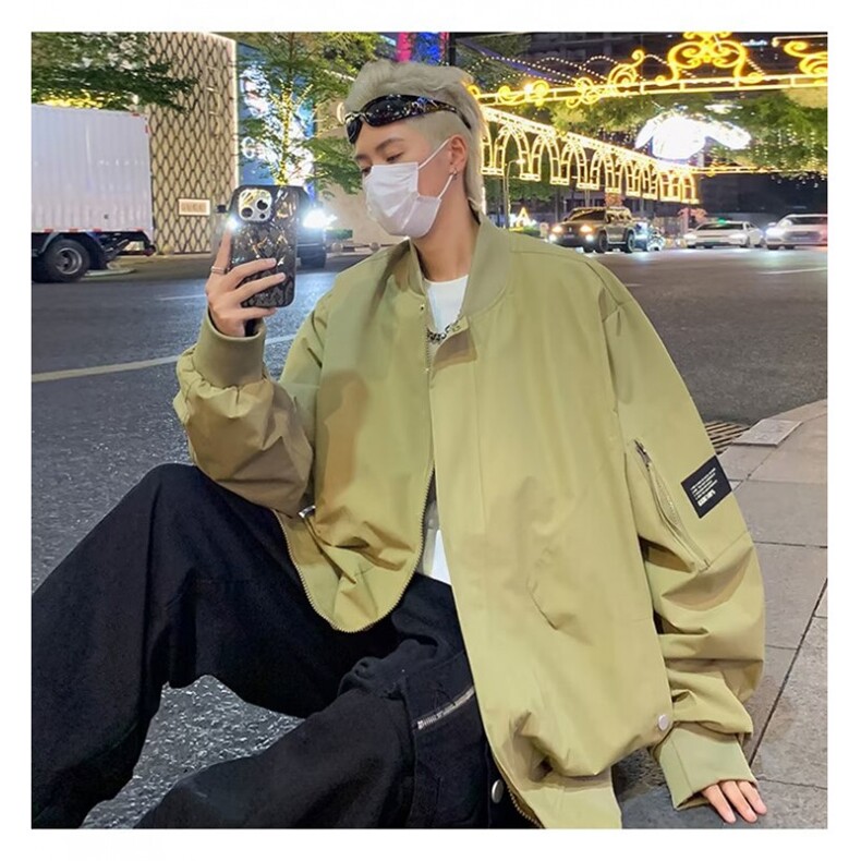 青少年美式飞行员夹克男款春秋季新款复古高街工装外套男J659/P65图片