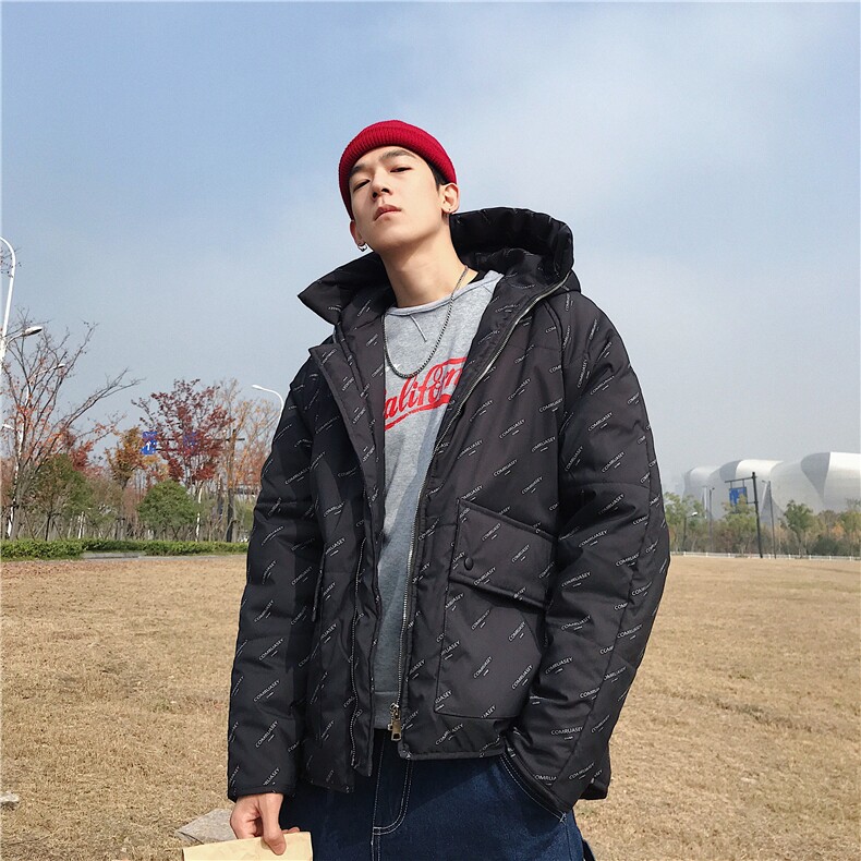 特P50 韩版连帽加厚棉衣冬季男青年字母宽松棉服面包服外套潮Y06图片