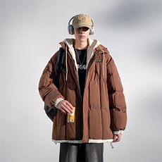 冬季格子男士棉袄加厚棉衣潮流连帽字母潮流棉服A266-WMY2311-P75，男装棉衣，电商A266