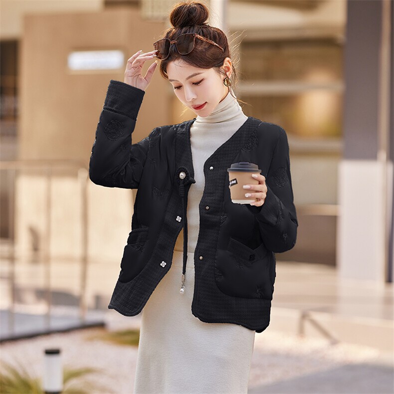 短款羽绒服女2024冬新款小个子高端小香风新中式小众白色轻薄外套,女装羽绒服,千千佰惠