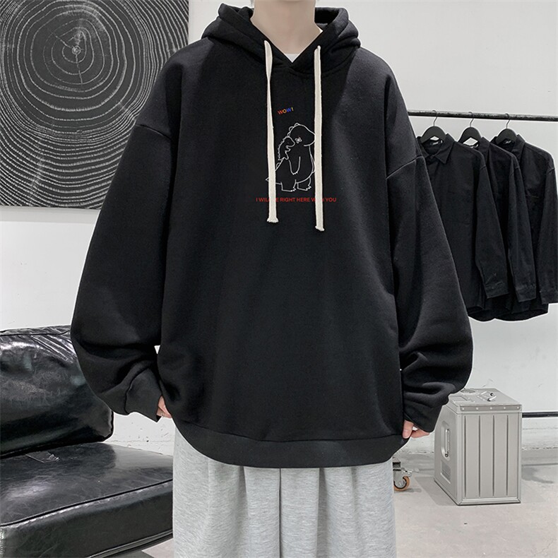 WY2140-P35纯棉连帽卫衣男大码运动帽衫宽松薄外套男,男装卫衣,电商A040