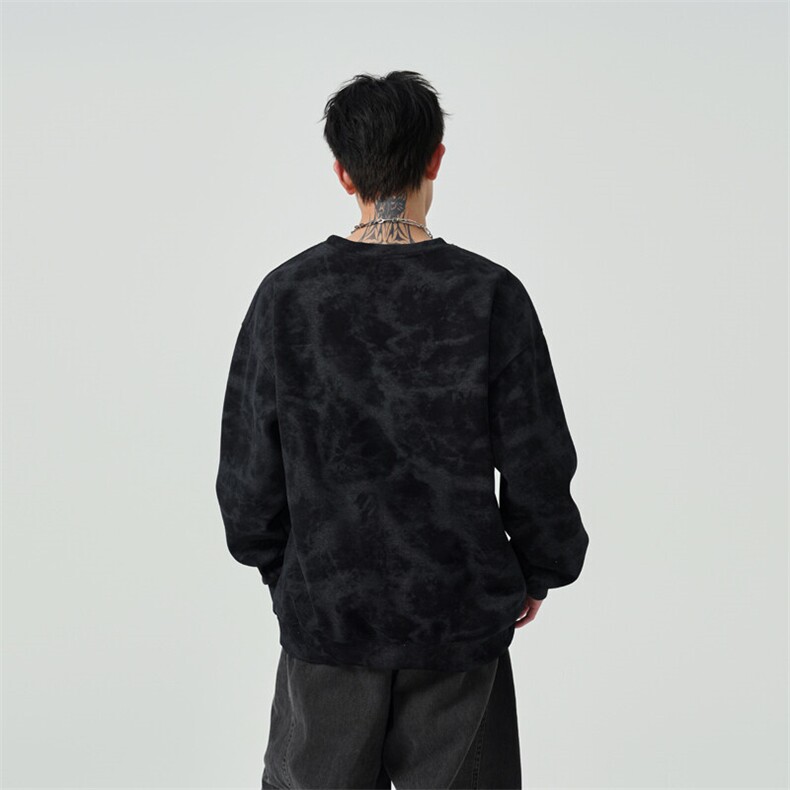 W6203P45控68脏脏扎染圆领宽松卫衣,男装卫衣,电商B205