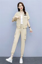 休闲时尚气质2021年夏季潮流长袖优雅百搭两件套，女装套装/套裙，艾尚靓装