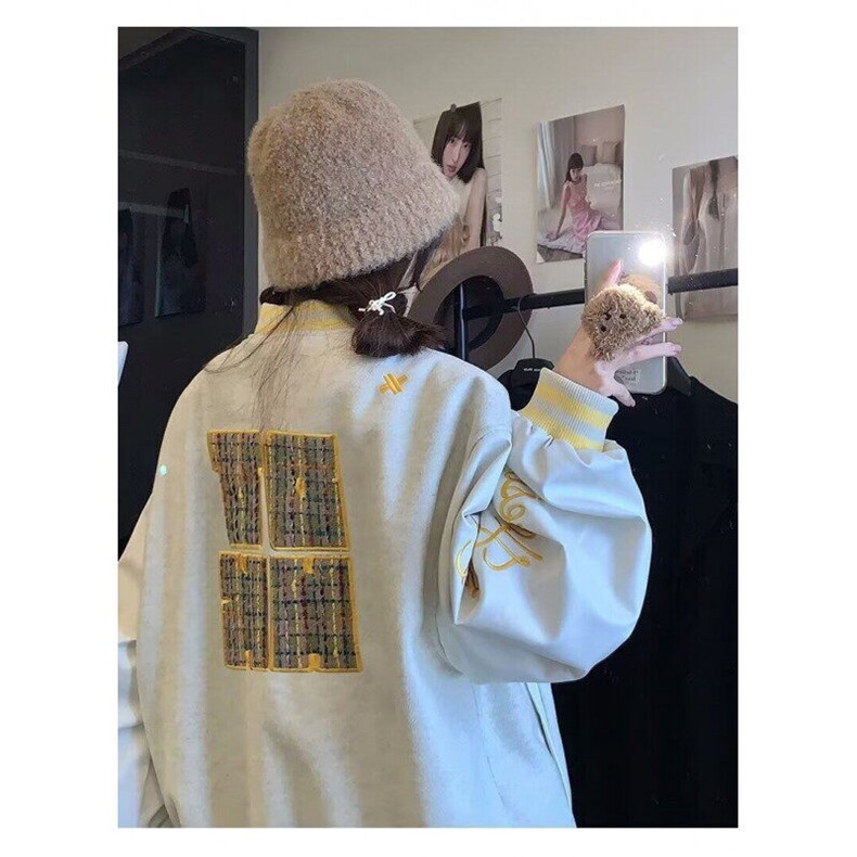 美式潮牌棒球服春秋新款撞色刺绣女高街宽松休闲小众夹克外套百搭,男装夹克,星座506A