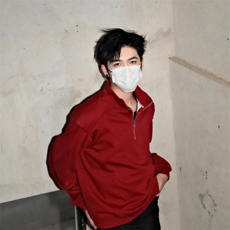 半高领拉链垫肩款潮流美式高街外套卫衣常规p75加绒P85，男装卫衣，电商B319