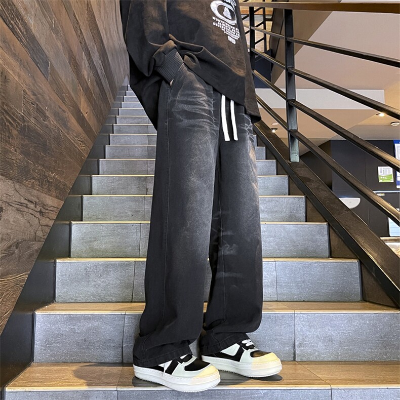 817时尚新款休闲牛仔裤港风美式宽松直筒特批38,男装牛仔裤,星座215-2（原311A-2）