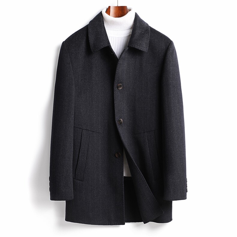S-NT706秋冬男士翻领毛呢外套羊毛双面呢风衣翻领羽绒服P445，男装毛呢大衣，电商B360