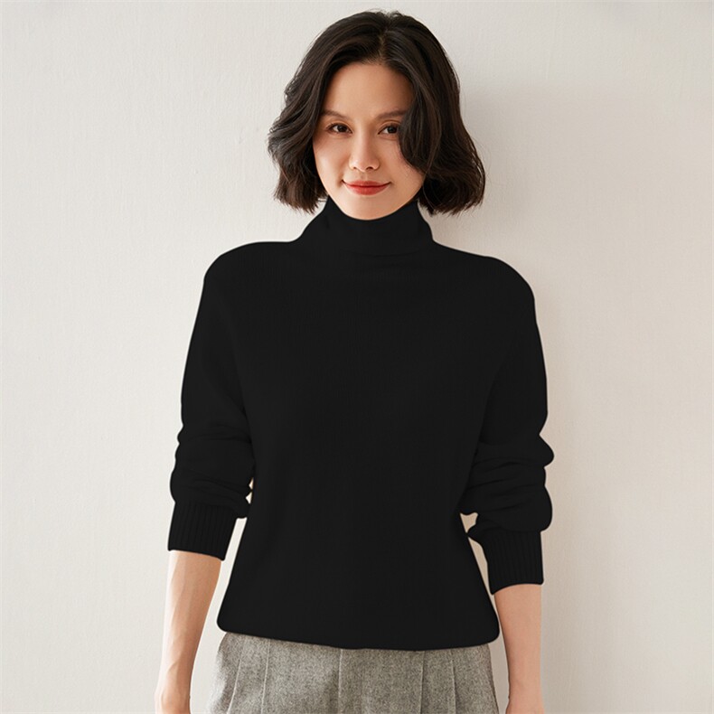 2024秋季新款女士高领长袖短款套头衫休闲百搭35%羊绒衫，女装羊绒衫，澳煜绒