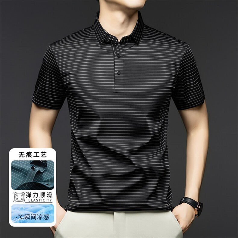 夏季高端男士条纹短袖衫翻领POLO衫休闲商务休闲都市男装,男装T恤,钱塘6003（原4033）