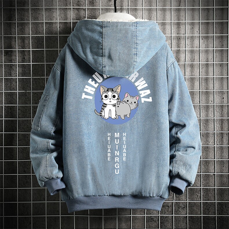 NM53160-P140 牛仔外套男大码加厚加绒衣男羊羔毛服男 网格图片