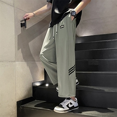抖音高品质夏季冰丝薄款三条杠休闲九分裤男BK232-P40控58，男装休闲裤，电商B370