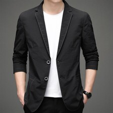男士2023春季新款长袖外套薄款商务休闲潮流简约纯色西服外套男装，男装西服，电商B212（原钱塘6029）