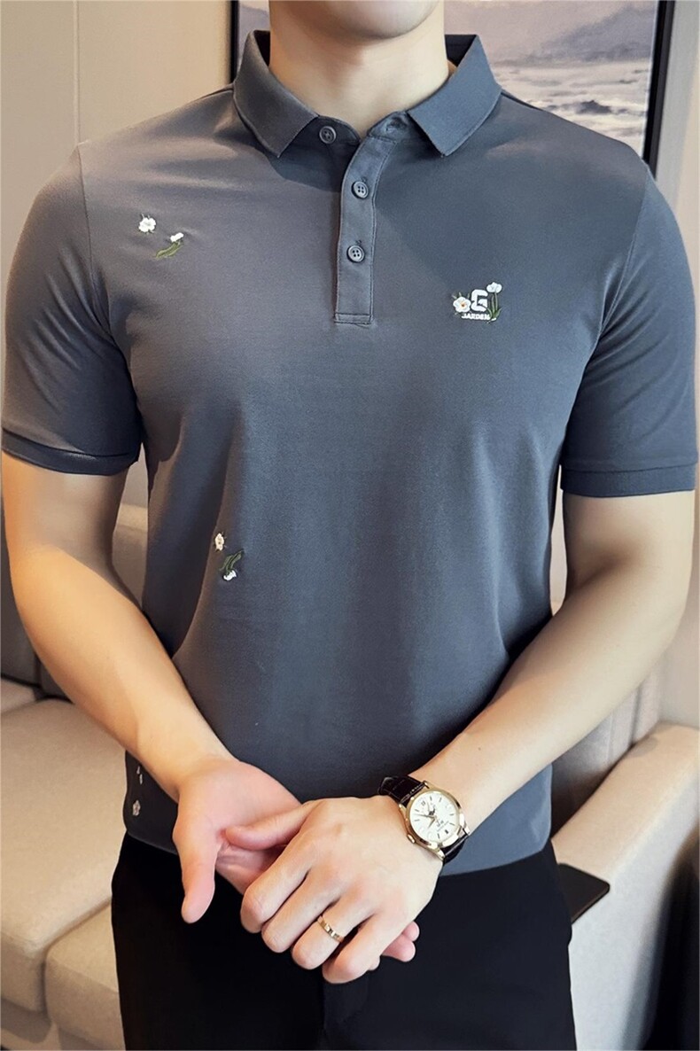 2024数据款潮碎花短袖T恤风翻领Polo衫男T0285-P48,男装T恤,电商D342