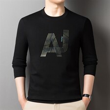 中年长袖薄款男士圆领卫衣印花2023春秋季新款潮流男装休闲打底衫，男装卫衣，电商B212（原钱塘6029）