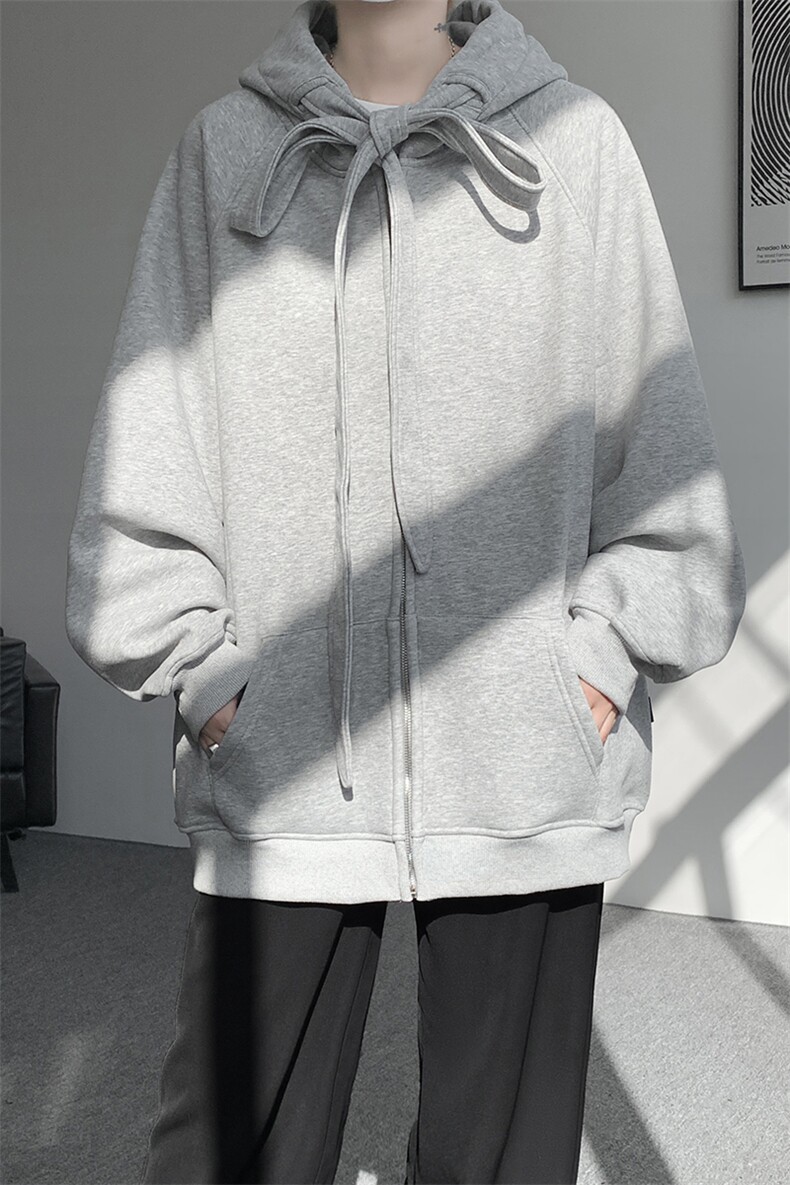 8XL-M朝牌情侣美式绑带设计连帽卫衣宽松开衫外套男女WY35P58,女装短外套,电商D206-1