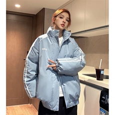 中性风冬装港风条纹织带棉服棉衣休闲加厚外套男女G1107P118，男装棉衣，电商A339