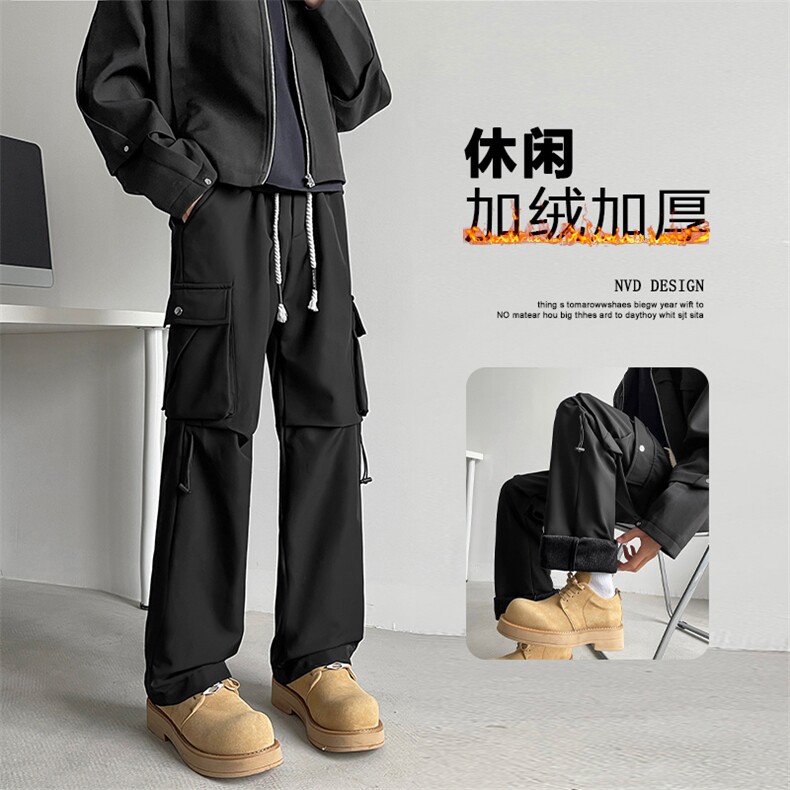 美式工装裤加绒加厚裤子高街伞兵裤直筒休闲裤JRK720特批43,男装工装外套,星座718-1