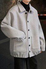 秋冬男士港风ins纯色加厚短款男呢料棉衣 A071-Y05-P115图片
