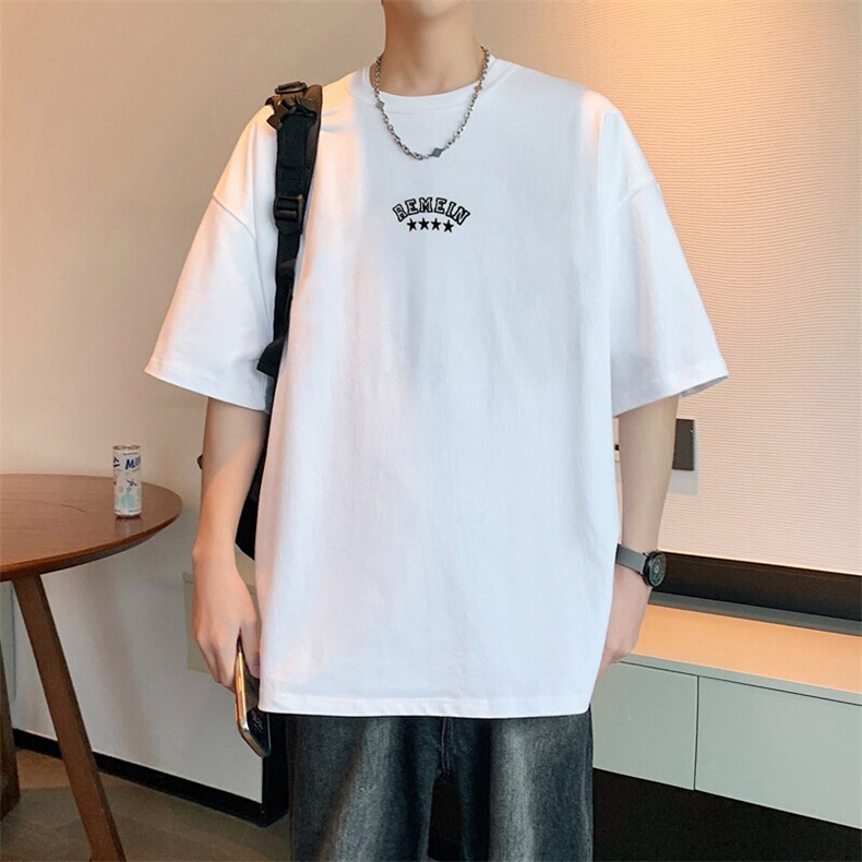 2025春夏新款300克双纱刺绣纯棉短袖T恤A158-T2537-P28特价,男装T恤,电商A158