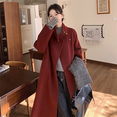 双旦安可拉红2024双面羊毛大衣2C212-G21-P325-K428，女装毛呢外套，2C212