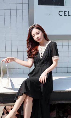 【现货】夏季新款韩版雪纺连衣裙，女装连衣裙，裳之恋语