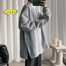 2021冬季新短句港风大码男女拉链圆领套头加绒加厚卫衣W5203-P45，男装卫衣，电商A001