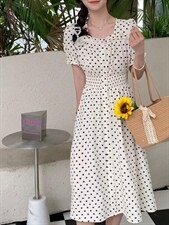 流行色波点连衣裙，女装连衣裙，亿炫(5F)