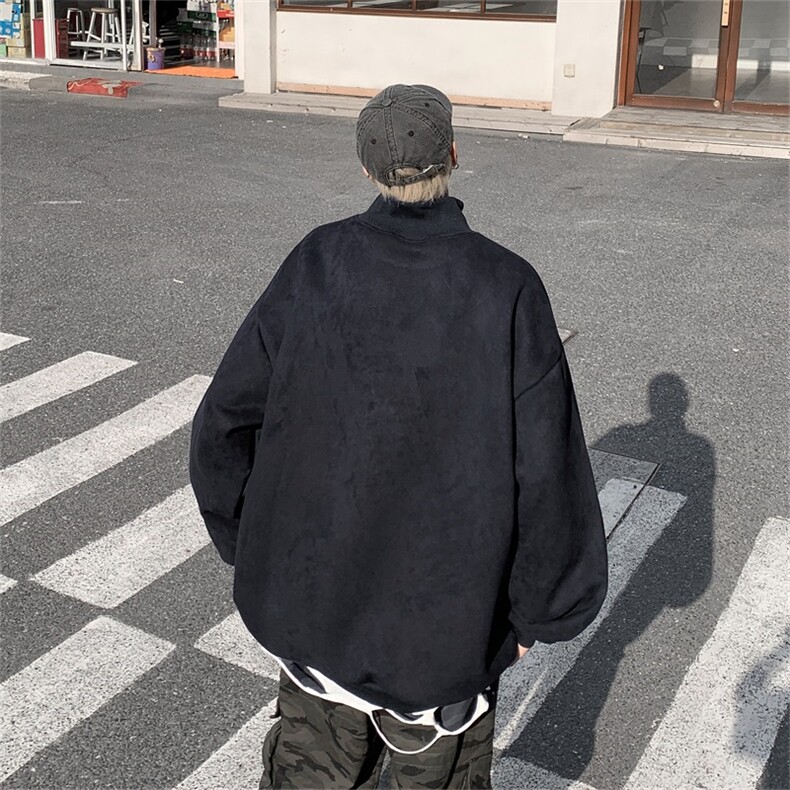 电商DSA028-JRKBLCTP55加绒加厚半高领麂皮绒卫衣限价78,男装卫衣,电商A028
